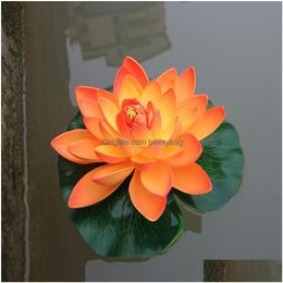 Decorative Flowers Wreaths 18Cm Floating Lotus Artificial Flower Home Party Decorations Diy Water Lily Mariage Fake Plants Dhcut