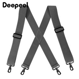 Suspenders Deepeel 1pc 5*120cm Fashion Wide Men's Suspender Black Hook Buckle 4 Clip Stretch Male Jockstrap Work Braces Men Accessories 230411