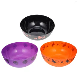 Dinnerware Sets 3 Pcs Halloween Pumpkin Bowl Plastic Candy Dish Household Medium Kitchen Supply Holder Fruit Child Dishes Plate