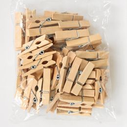 Bag Clips Wholesale of very small mineral size 30mm mini natural wood po clips clothing rotation process decoration 50 pieces 230410