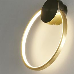 Wall Lamp Brass Ring LED Lights Home Art Deco Free Collocation Sconce For Parlor Dinning Room Bedside Stairs Nordic Round