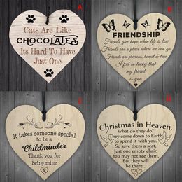 Christmas Wooden Heart Shape Letter Hanging Gift Friendship Plaque Pendant Wine Bottle Decor Pendant Tags LOVE Wood Chip320n