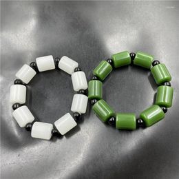 Strand Outer Mongolia Imitation Jasper Tube Beads Bracelet Men's And Women's Hetian