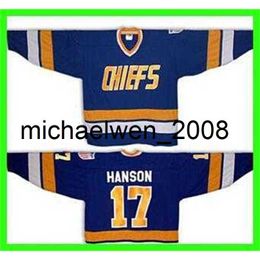 Weng Hanson o 17 Home jersey 16 18 Jeff Hanson White Slapshot brothers Charlestown CHIEFS o Customized Jersey Any Number Any Name Sewn On