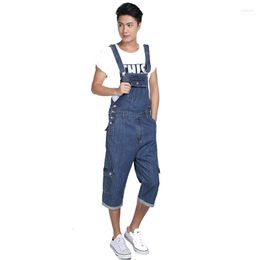 Men's Jeans Men's Denim Shorts Overalls Jumpsuit Large Size Strap Straight Blue With 7 Pockets More Sizes 30-48 50