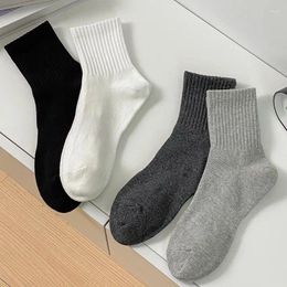 Men's Socks Cotton For Men Trendy Breathable Solid Colour Classic Crew Casual Plain Elastic Sports Korean Style