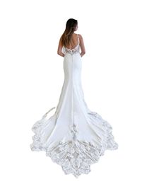 SoDigne Mermaid Wedding Dress Sexy Backless Lace Appliques Vintage Wedding Gowns For Bride Vestidos De Noiva Long Train