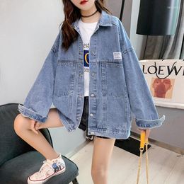 Women's Jackets Retro Lapel Large Pocket Denim Spliced Jacket Coat Women Korean Version Oversized Jean Female Harajuku Y2k Top