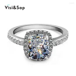 With Side Stones Eleple 3 Gold Color Square Wedding Ring Engagement Rings For Women Cubic Zirconia Fashion Jewelry Drop VSR035