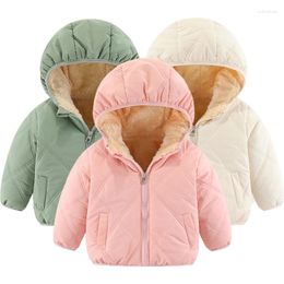Jackets 2-6 Years Winter Keep Warm Girls Jacket Padded Lining With Velvet Hooded Heavy Coat For Kids Children Birthday Present