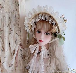 Party Supplies Flat Top Hat Lace Flower Ribbon Bonnet All- Handmade Straw For Pastoral Tea