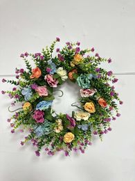 Decorative Flowers Spring Festival Colorful Pink Outside Wreath With Lights Large Outdoor Extra Wreaths For Front Door