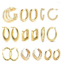 Stud Earrings Korean Fashion Design Earring Gold Plated Large Circle Geometric Round C Shape Hoop For Women Luxury Trend Jewelry 20234