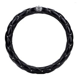 Steering Wheel Covers 38cm Luxury Crystal Crown Studded Rhinestone Covered PU Leather Car Cover Steerings