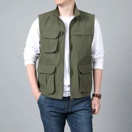 Mens Vests Camping Fishing For Men Outdoors Tactical Webbed Gear Sports Man Motorcycle Vest Jackets Big Size Clothes Coat Work 231110
