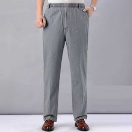 Men's Pants Men's Linen Pants High Waist Lightweight Summer Pants Men 2022 Thin Clothing Loose Cotton Trouser Elastic Band Work Vintage Pant W0414