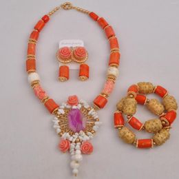 Necklace Earrings Set Fashion Coral Jewellery Nigerian Wedding African Beads Bridal For Women