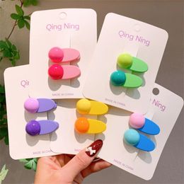 New Fashion Children's Cute Candy Color Round Beans Hair Clip Korea Sweet Girl Princess Colorful Oval Hairpins Hair Accessories