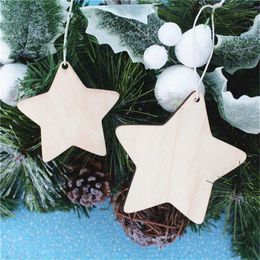 10pcs Star Unfinished Wooden Hanging Ornaments with Holes with Natural Jute Twine for DIY Crafts Christmas Party Decorations235P
