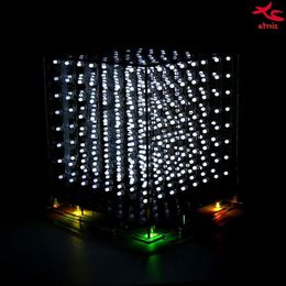 Freeshipping diy electronic white 3D 8S 8x8x8 mini led electronic light cubeeds diy kit for Christmas Gift Bqkhc