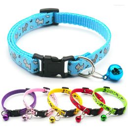 Dog Collars Simple Colorful Pet Supplies Cat Collar Necklace And Cute Print Adjustable Bell Dropship Accessories