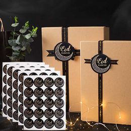 4 PC Gift Wrap 60120pcs 4style Black Ramadan Eid Stickers Eid Mubarak Gift Box Label Paper Bag Seal Sticker Ramadan Kareem AlFitr Decoration Z0411