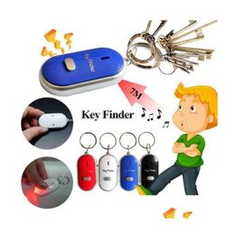 13 Colors Anti Lost Led Key Finder Locator Keychain Voice Sound Whistle Control Locators Keychains Torch Whistles Keyring Drop Deliver Dhddn