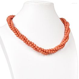 Chains Size For 6mm Orange Imitation Red Coral Maiking Diy Elegant Necklace 18inch Generous Women Gifts H177