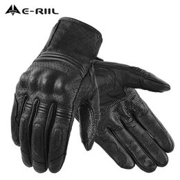 Five Fingers Gloves Retro Real Leather Motorcycle Gloves Moto Waterproof Gloves Full Finger Guants Motorcycle Protective Glove Motocross Gloves Grey YQ231111