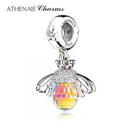 Charms ATHENAIE Classic 925 Sterling Silver with Crystals Bee Pendants Necklace fit Bracelet Bangle for Women Jewelry 230411