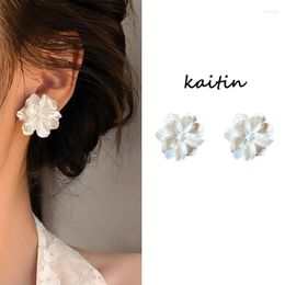 Dangle Earrings KAITIN Japanese Korean Camellia Flower Women Resin White Fashion Stud Earring College Style Jewelry Wholesale