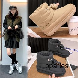 No logo Fashion Pparies- Genuine Hair Snow Boots for Women Winter New Thick Sole Increase Versatile Mid Cap Down Warm Bread Women's Short Boots
