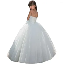 Girl Dresses White Flower Girls Sleeveless Lace Applique Tulle Off Shoulder Floor Length Holy First Communion Princess Dress