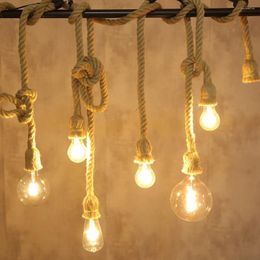 Pendant Lamps Vintage Creative Hanging Lamp Retro Rope Lights Industrial Chandeliers Bar Kitchen Coffee Loft Lighting Fixtures