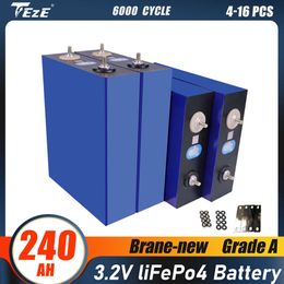 Grade A 3.2V 240AH Lifepo4 Battery 4-16PCS Rechargeable Batteriy Pack for Scooter Electric Boat Forklift RV Solar Energy Storage