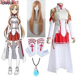 Anime Costumes Anime Sword Art Online Yuuki Asuna Cosplay Come Wig Necklace Women Uniform Dress SAO Battle Suit Outfits Halloween Comes ZLN231111