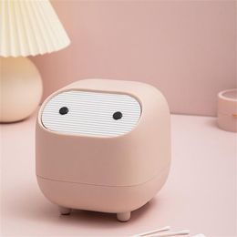 Cute Small Mini Ninja Desktop Trash Can Dust Bin Garbage Basket With Lid For Desk Car Bedroom Office Kids Room House Decoration 212003