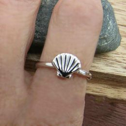 Wedding Rings Antique Nautical Island Beach Tropical Sea Shell Ring Oxidised Silver For Women Summer Bohemian Jewellery GiftWedding Rita22