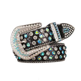 Hot sale Punk Rock cowboy and cowgirl bling buckle belt Colorful Rhinestone Belt for Jeans