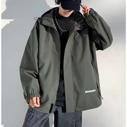 Arc-2023 New Charge Coat Men's Spring and Autumn Loose Hooded Coat Windbreaker American Fashion Brand Coat Work Jacket