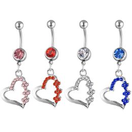 Navel Bell Button Rings D0128 Heart Belly Ring Mix Colors Drop Delivery Jewelry Body Dhgarden Otjyq