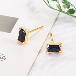 Stud Earrings Retro Mosaic Zircon Rectangle For Women Simplicity Geometry Mini Earring Ie Birthday Jewellery Gift