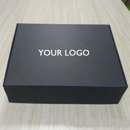 100PCS lot Custom Black Corrugated boxes with logo mailer box packaging Clothing hair wigs gift2323