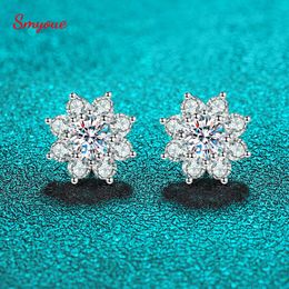 Stud Smyoue 1ct White Gold Certified Earring Studs for Women Sparkling Simulated Diamond Jewelry S925 Sterling Silver GRA 230410