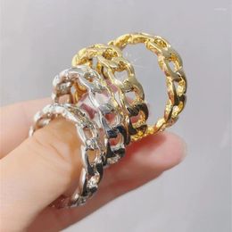 Hoop Earrings Huitan Chain Design Women's Luxury Trendy Girls Ear Accessories Modern Metal Female Jewellery Drop Ship