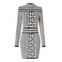 Designer Dress Luxury Quality Bodycon Dress for Woman High-end Knitted Long Sleeve Party Dresses Womens Designer Clothing Casual Sweater Dress Cocktail Dress 687