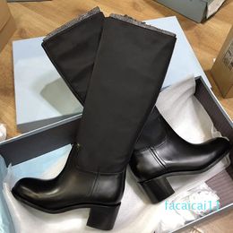 brushed leather ankle bootss Knight the knee Martin booties Elegant temperament high-heels
