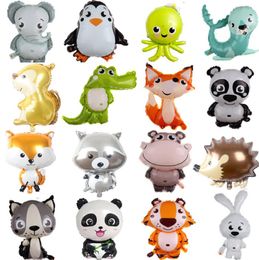 Large size 3D Cartoon Animal Balloons Party Decoration Brown Bear Rabbit Panda Elephant Tiger Lion Aluminium Foil Balloon Zoo Partys Children's Toys