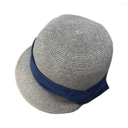 Широкие шляпы летняя соломенная козырька складываемые крышки 55-58 см с лентой для женщин Sun Shropething Beach 2023 Стильные модные дамы Half Cloche