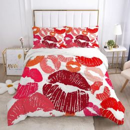 Bedding conjuntos de cama de luxo de cama de luxo DUVET/QULT/COBERTIDO CONSELHO CAPA DE CAPA DO CASA DO CASA DOUNO TIZO DE LIPOS RED RED TIEL 3D Design Home têxtil